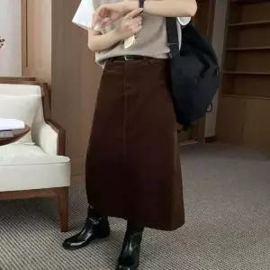 여성 골덴 트임 코듀로이 롱스커트 겨울 클래식 치마