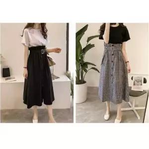 여성 여자 외출 캐주얼 정장 반팔 롱치마 투피스 세트