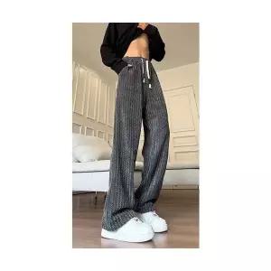 남사친 바지 가을 캐주얼 면린넨 쉐니어 스트레이트 스트라이프 스트링 밴딩 데일리 다올3