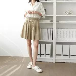 [문에이블]문에이블 봄 여름 여자 여성 데일리룩 편안한 허리 밴딩 3부 치마 반바지