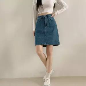 [문에이블]문에이블 여자 여성 여름 데일리 편한 데님 진청 미디 미니스커트 밴딩 청