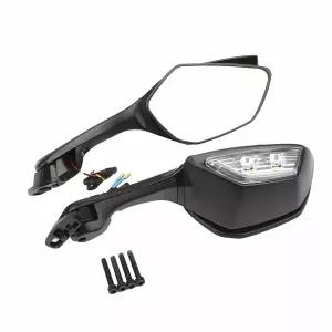 오토바이 접이식 백미러 LED 내장 사이 600 800 921 호환 바이크 후방 거울 튜닝