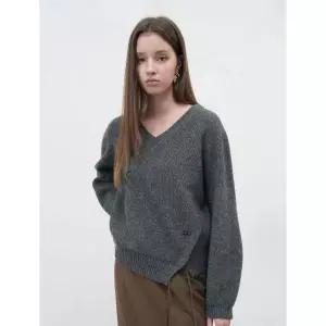 제너럴아이디어 GENERALIDEA 브이넥 슬릿 하찌 니트 풀오버 CHARCOAL WBE3L05531 134984