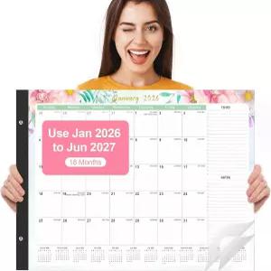 가니퍼 책상 달력 2026 - 18개월 대형 2026-2027 2026년 1월부터 2027년 6월까지 사용 22인치 x 17인치