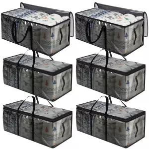 YGEOMER 튼튼한 지퍼와 편안한 손잡이가 있는 대형 이사 가방 6팩, PVC 의류 보관 가방, 방수 박스, 대학