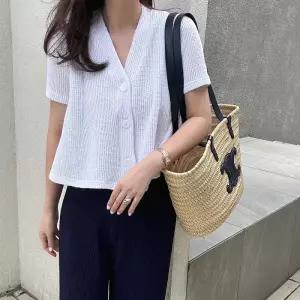 [문에이블]문에이블 여름 여자 여성 루즈핏 데일리룩 세미크롭 니트 반팔 가디건