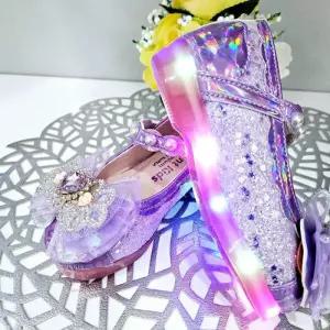 [탈렌트키즈]모다양산-탈렌트클로젯 탈렌트키즈 반짝이구두 하트플라워LED구두 TSY11H