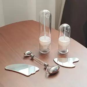 스테인리스 괄사 마사지기 페이스 롤러괄사 괄사도구 괄사지 리프팅 얼굴지 얼굴계 페이스지 근육지 림프지