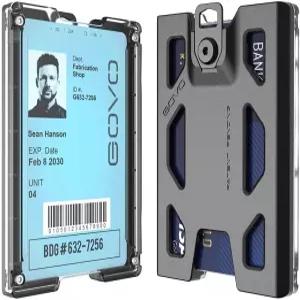 GOVO T4 배지 홀더 노클립 버전 - 내구성이 뛰어난 폴리카보네이트 신분증 1~4장 보유 블랙