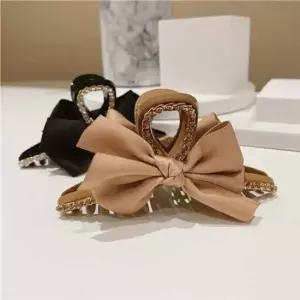 집게핀 체인 꼬임 새틴 리본 여신 큐빅 왕집게핀 헤어