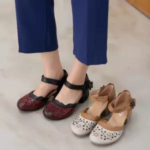 DEAG-S707 가죽 펀칭 정장샌들/펌프스/슬링백샌들/여성샌달/패션샌달구두