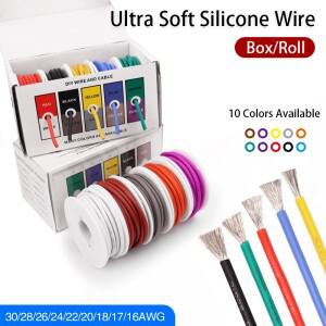 박스 포장 소프트 실리콘 와이어 키트 내열성 연선 케이블 전기 주석 도금 구리 30 28 26 24 22 20 18 17 1