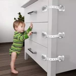 안전 이중잠금장치 밴드형 4개1세트 문열림방지국보세이프 유아용품 고리 창장치 서랍장 냉장고 아기 아이