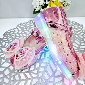 [탈렌트키즈]모다양산-탈렌트클로젯 탈렌트키즈 반짝반짝구두 나비폼폼LED구두 TSY11H