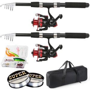 트립퀴프 낚싯대, 6.9피트 2Pcs 망원 낚싯대 세트, 스피닝 로드 및 릴 콤보와 캐리어 백 민물 콤보 키트 낚시 장비 포함