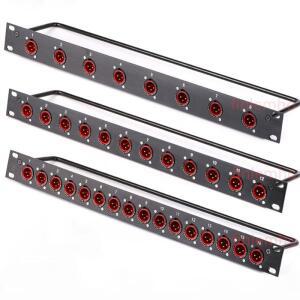 랙패치 패널 8 12 16 웨이 XLR 남성 커넥터 1U 플라이트 케이스 마운트  호환 라우드스피커 오디오 케이블