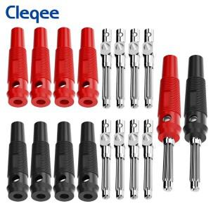 Cleqee 10pcs 4mm 스택형 바나나 플러그 32A 멀티 미터 스피커 케이블 용 고전류 나사 잠금/용접 구리 커넥