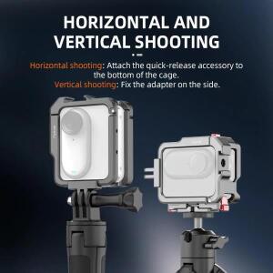 금속 토끼 케이지 인스타 360 GO3S/GO3 베젤 스포츠 카메라 콜드 슈 마이크 필 라이트 고정 브래킷 확장