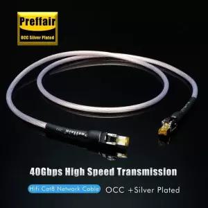 ㄱ자랜선 인터넷 케이블 HiFi cat 8 이더넷 rj45 occ 실버 랜 속도 네트워크 패치