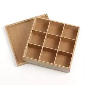 [생활] 공간박스 9칸 대나무 사탕수납박스 수납보관함 덮개형 대나무견과류수납박스