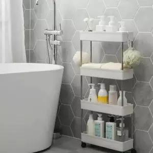 [생활] 트롤리 슬림 이동식 공간 틈새 활용 욕실 선반 4단