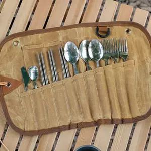 캠핑수저세트 캔버스 커틀러리 용품 소품 취사 식사 파우치 식기류