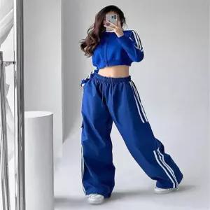 여자 힙합바지 와이드 카고팬츠 오리지날 오버 반바지 트레이닝 바스락 스트라이프 밀리터리