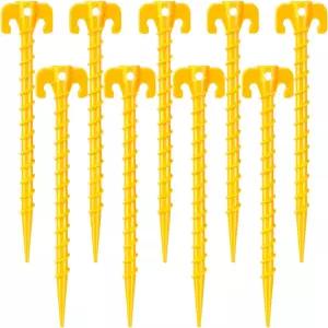 하이크맥스 15팩 플라스틱 나선형 텐트 말뚝 - 10인치 헤비 듀티 스크류 인 샌드 앵커 안전한 인플레이터블