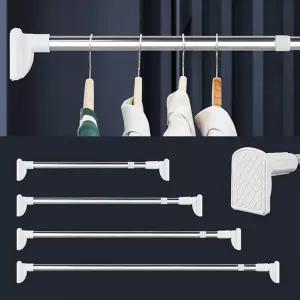 큰발압축봉 무타공 커튼설치 못없이 걸이 고정 압축 행거 커텐 옷걸이 미니 스텐파이프 강력 옷봉 옷장 샤