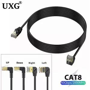 ㄱ자랜선 인터넷 케이블 울트라 Cat8 이더넷 SFTP 40Gbps 2000MHz Cat 8 RJ45 네트워크 랜 90도 직각 RJ 45