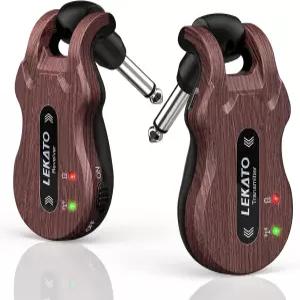 LEKATO 무선 기타 시스템 5.8 송신기 충전식 오디오 수신기 4채널 전기 베이스 곡물 전송 범위