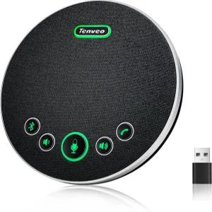 텐베오 컨퍼런스 스피커 마이크 블루투스/동글/USB 연결 4개의 AI 노이즈 및 360 사운드 픽업 Zoom Teams