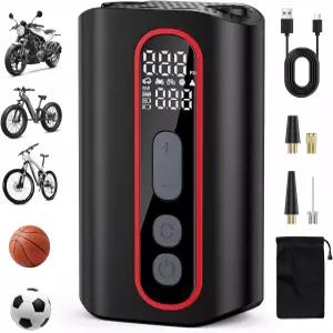 CKWUE 미니 전기 자전거 펌프 4배 빠른 160 PSI 타이어 Guage 오토 스톱 로드 바이크 오토바이 산악 자동차