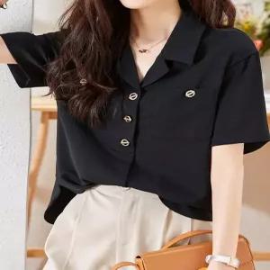 [클라셰]클라셰 골드버튼클래식블라우스_B5M0191