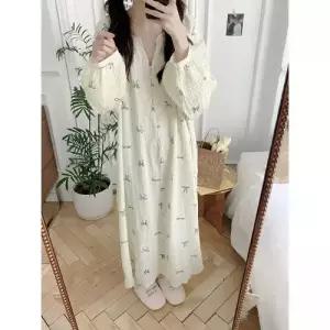 원피스 도트 슬립 봄옷 이중사 진주 커플잠옷세트 ible1