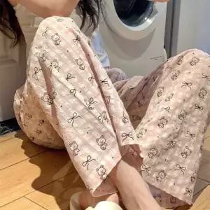 팬츠 스트링 산책 프린트 체크 커플잠옷세트 파자마 ible1