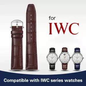 호환  IWC 파일럿 포르투갈어 Portofino 소 가죽 시계 밴드 벨트 20mm 22mm 팔찌 스트랩에 대한 가죽 시계