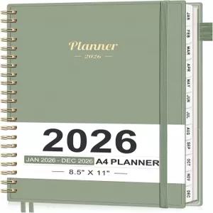 AHGXG 2026 플래너 주간 및 월간 대형 사이즈 8.5 x 11 캘린더 2026년 1월 - 12월 스파이럴 바운드 이너