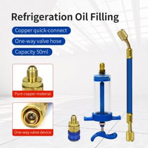 호환 자동 A/C 오일/염료 인젝터 50ml r134a 로우 사이드 퀵 커플러 어댑터 1/4 에어컨 수동 오일러 주입