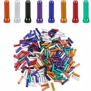 자전거 케이블 엔드 캡 200개 브레이크 크림프 팁 도로 하우징 8가지 색상