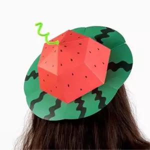 재밌는 여름 과일 학습 모루꼭지 종이 수박 모자만들기 5인 장난감 실내 기념품