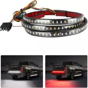 트럭 테일게이트 라이트 바 빨간색 러닝 브레이크 장착된 LED 일열 스트립 흰색 후진등 신호 IP67 방수