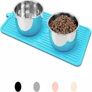 개와 고양이를 위한 Ptlom 애완동물 플레이스 매트 미끄럼 방지 방수 사료 공급 음식과 물 넘침 중대형