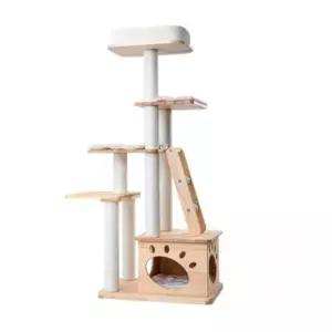 고양이타워 화이트컬러 캣타워 스크래쳐 숨숨집 우드 지끈 캣워커 캣폴 수직 원목