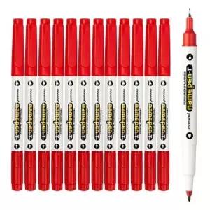 [문구/오피스] 네임펜 양면 유성 사인펜 트윈 펜 레드색 12자루