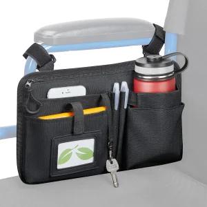 조이투투스 휠체어 사이드백 컵 홀더가 있는 업그레이드된 워커 파우치 팔걸이 액세서리 롤레이터 전동