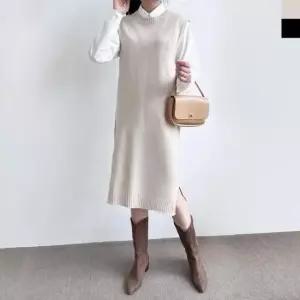 [옷은날개] 미운 군살 가려주는 롱니트 원피스 30대데일리룩