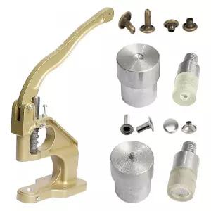 리벳못 리베트 핸드 펀치 프레스 기계 스냅 더블 캡 리벳 금속 다이 구멍 그로멧 버튼 금형 Leathercraft