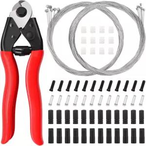 mankkk 73PCS 범용 자전거 브레이크 케이블 키트 및 하우징 교체 스테인리스 스틸 커터 와이어 엔드 캡