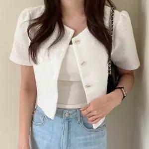 [SBD] 노카라 여름 자켓 하객룩 가디건 트위드 반팔 크롭